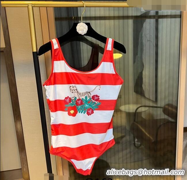 Buy Cheap Gucci Tiger Flora Swimwear with Stripes 0307 Red 2023