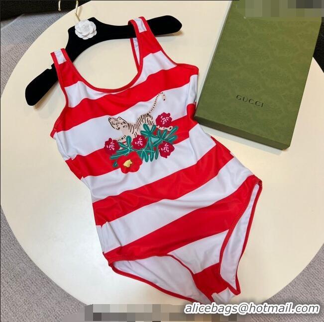 Buy Cheap Gucci Tiger Flora Swimwear with Stripes 0307 Red 2023