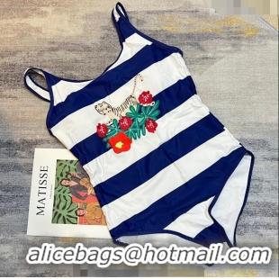 Super Quality Gucci Tiger Flora Swimwear with Stripes 0307 Blue 2023