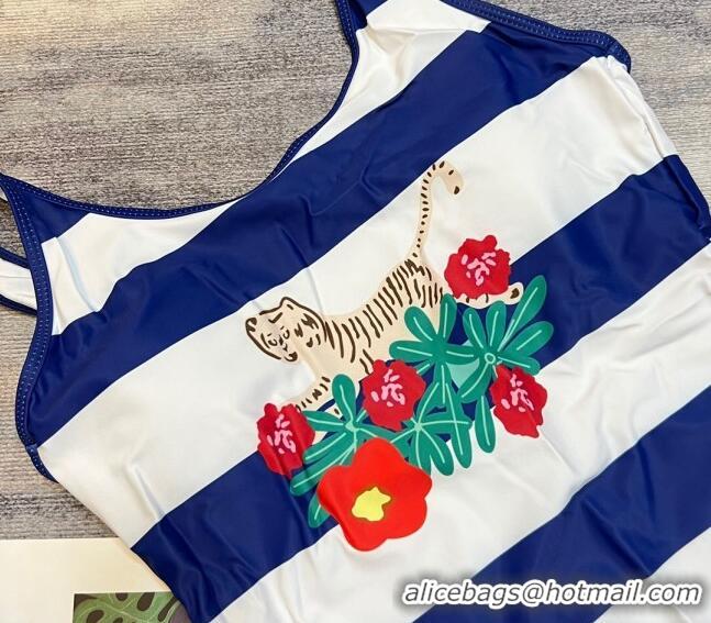 Super Quality Gucci Tiger Flora Swimwear with Stripes 0307 Blue 2023