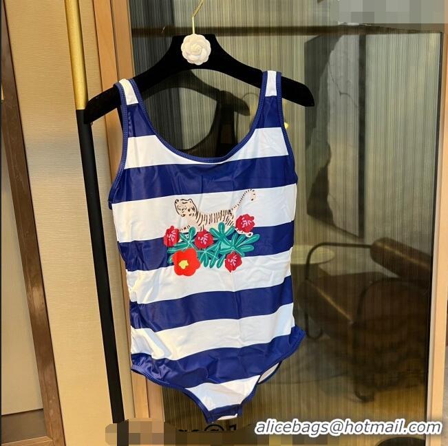 Super Quality Gucci Tiger Flora Swimwear with Stripes 0307 Blue 2023