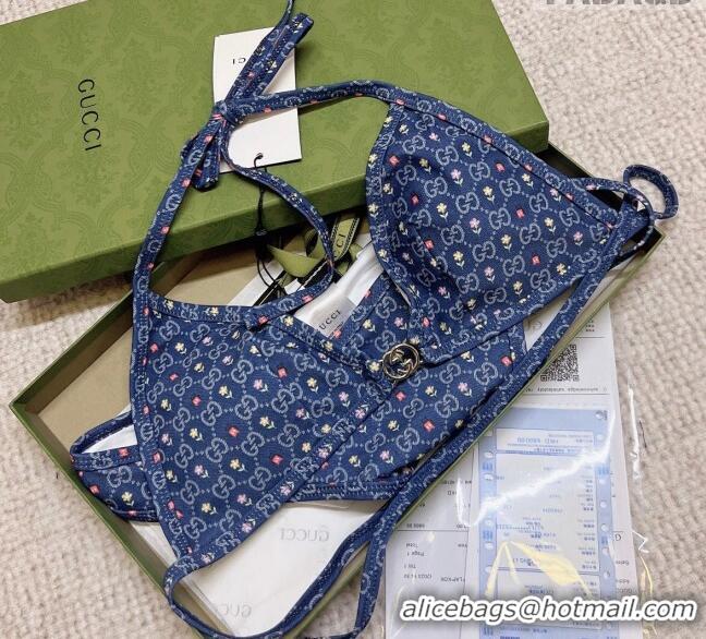 Reasonable Price Gucci GG Flora Swimwear 0307 Blue 2023