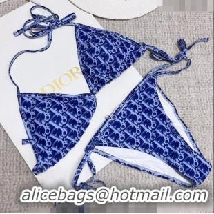 Promotional Dior Oblique Two Pieces Swimwear 030729 Blue 2023