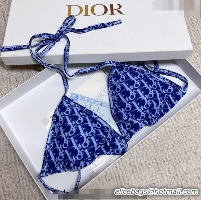 Promotional Dior Oblique Two Pieces Swimwear 030729 Blue 2023