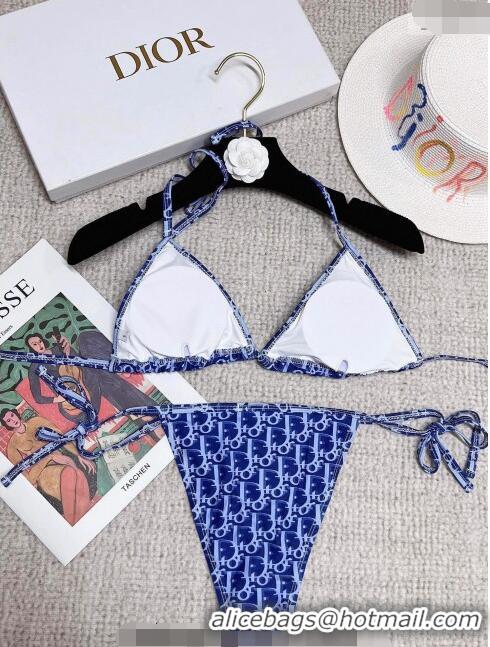 Promotional Dior Oblique Two Pieces Swimwear 030729 Blue 2023