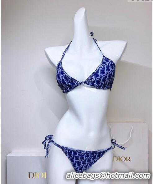 Promotional Dior Oblique Two Pieces Swimwear 030729 Blue 2023