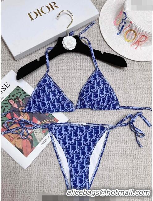 Promotional Dior Oblique Two Pieces Swimwear 030729 Blue 2023