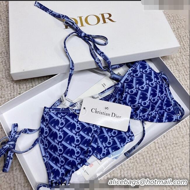 Promotional Dior Oblique Two Pieces Swimwear 030729 Blue 2023