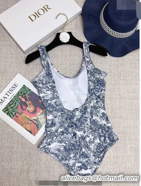 Top Quality Dior Toile de Jouy One Piece Swimwear 0307 Blue 2023