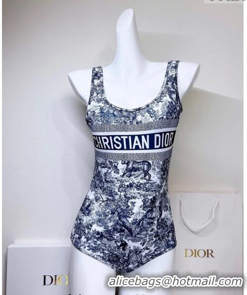 Top Quality Dior Toile de Jouy One Piece Swimwear 0307 Blue 2023