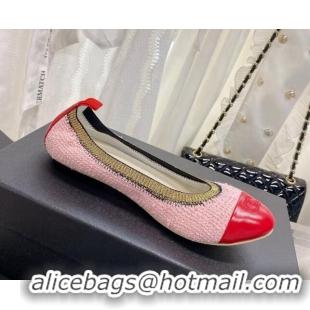 Good Product Chanel Tweed & Leather Ballerinas Pink/Red 022746