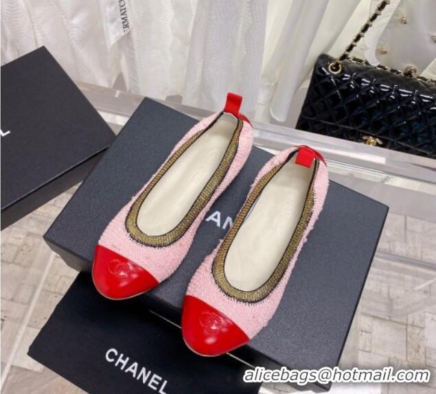 Good Product Chanel Tweed & Leather Ballerinas Pink/Red 022746