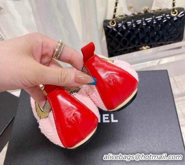 Good Product Chanel Tweed & Leather Ballerinas Pink/Red 022746