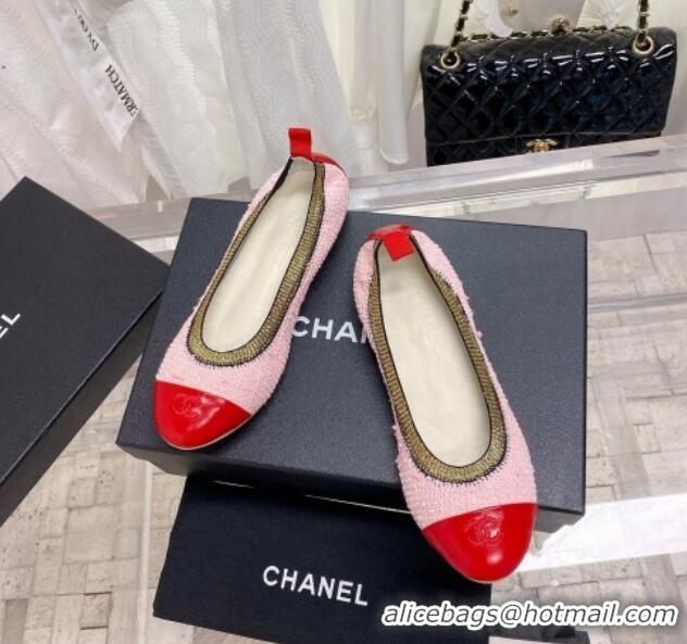 Good Product Chanel Tweed & Leather Ballerinas Pink/Red 022746