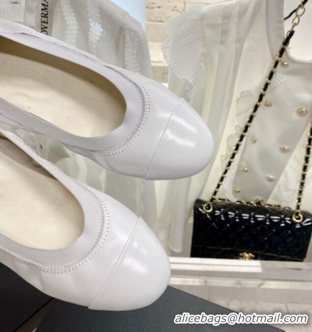 Trendy Design Chanel Calfskin Ballerinas Optic White 022744