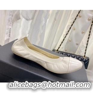 Charming Chanel Calfskin Ballerinas Cream White 022743