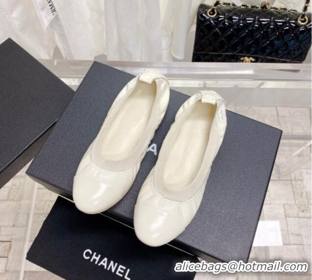 Charming Chanel Calfskin Ballerinas Cream White 022743