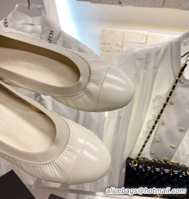 Charming Chanel Calfskin Ballerinas Cream White 022743