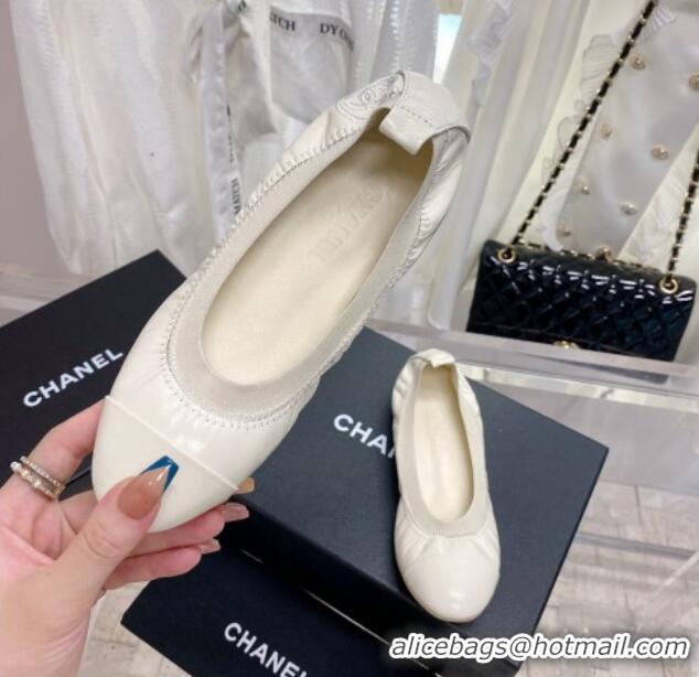 Charming Chanel Calfskin Ballerinas Cream White 022743