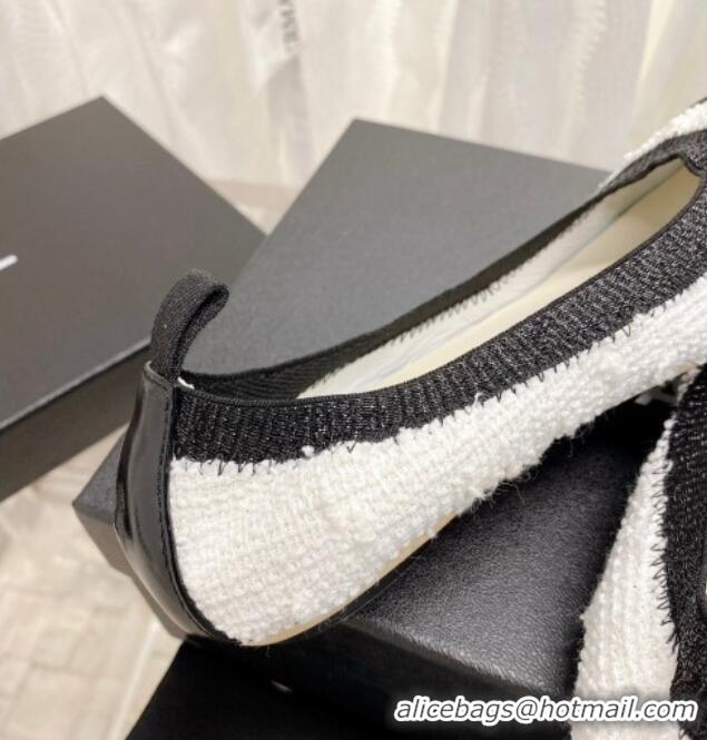 Sumptuous Chanel Tweed & Leather Ballerinas Black/White 022742