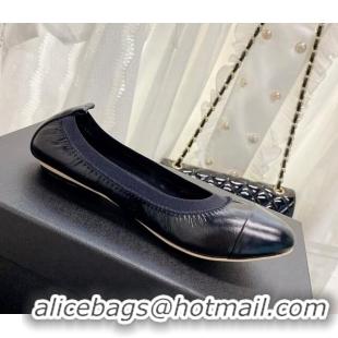 Best Price Chanel Calfskin Ballerinas Black/Navy Blue 022745