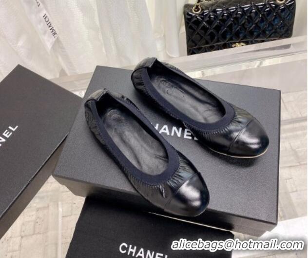 Best Price Chanel Calfskin Ballerinas Black/Navy Blue 022745