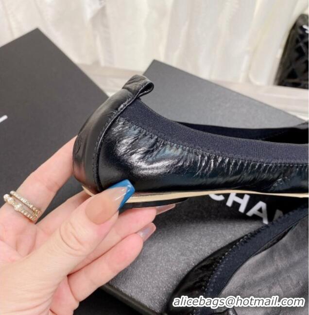 Best Price Chanel Calfskin Ballerinas Black/Navy Blue 022745