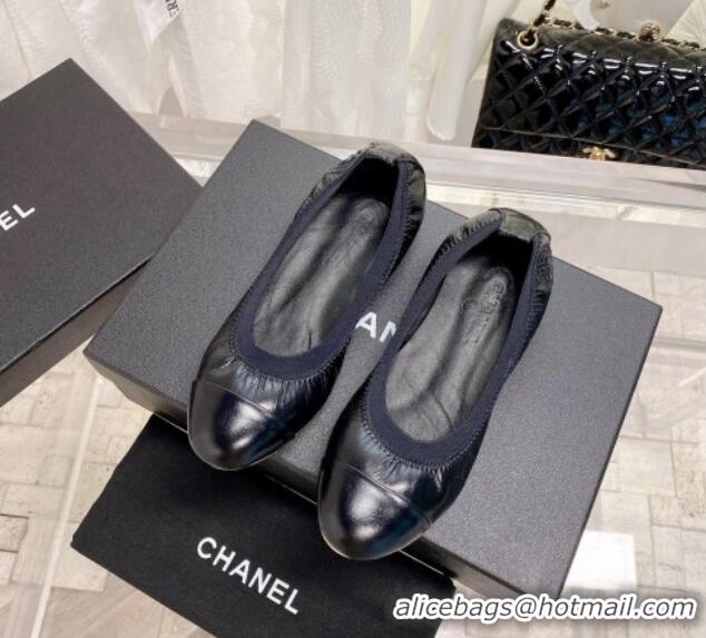 Best Price Chanel Calfskin Ballerinas Black/Navy Blue 022745