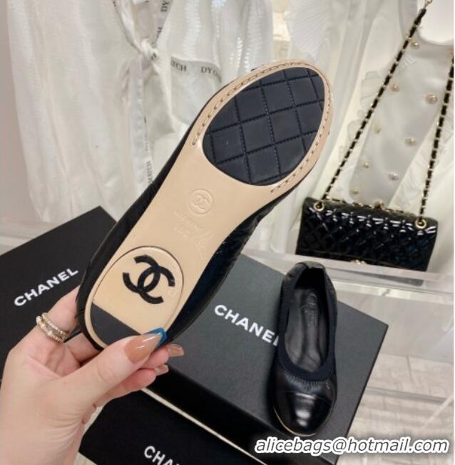 Best Price Chanel Calfskin Ballerinas Black/Navy Blue 022745