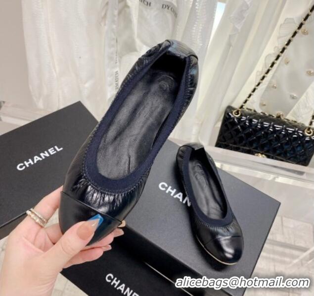 Best Price Chanel Calfskin Ballerinas Black/Navy Blue 022745