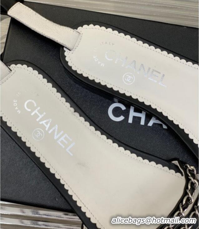 Best Grade Chanel Lambskin Flat Sandals with Chain Black 022802