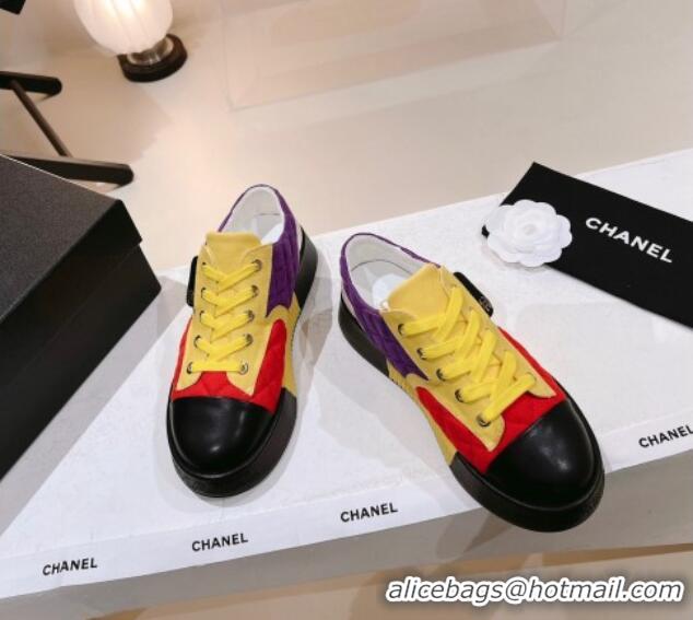 Purchase Chanel Quilted Canvas and Leather Sneakers Yellow 022806