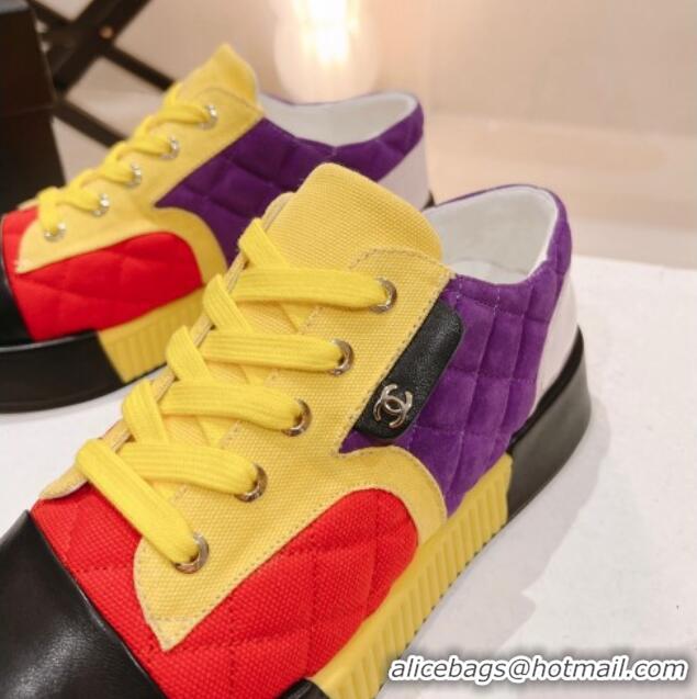 Purchase Chanel Quilted Canvas and Leather Sneakers Yellow 022806