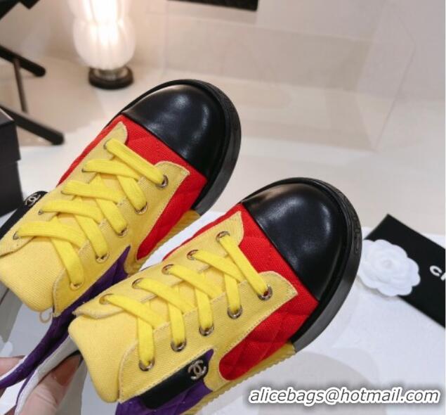 Purchase Chanel Quilted Canvas and Leather Sneakers Yellow 022806