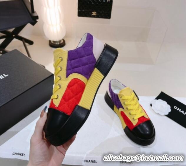 Purchase Chanel Quilted Canvas and Leather Sneakers Yellow 022806