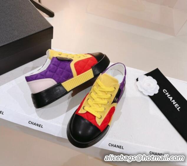 Purchase Chanel Quilted Canvas and Leather Sneakers Yellow 022806