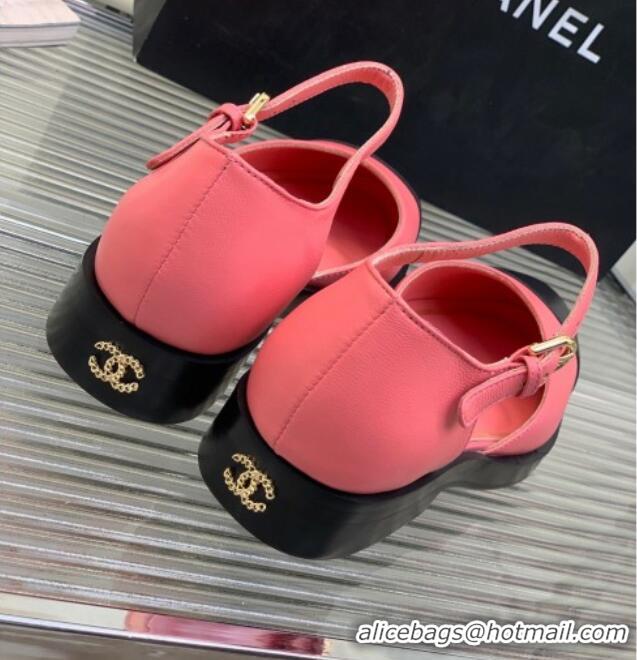 Classic Specials Chanel Shiny Goatskin Mary Janes Flat Shoe G39858 Pink 022812