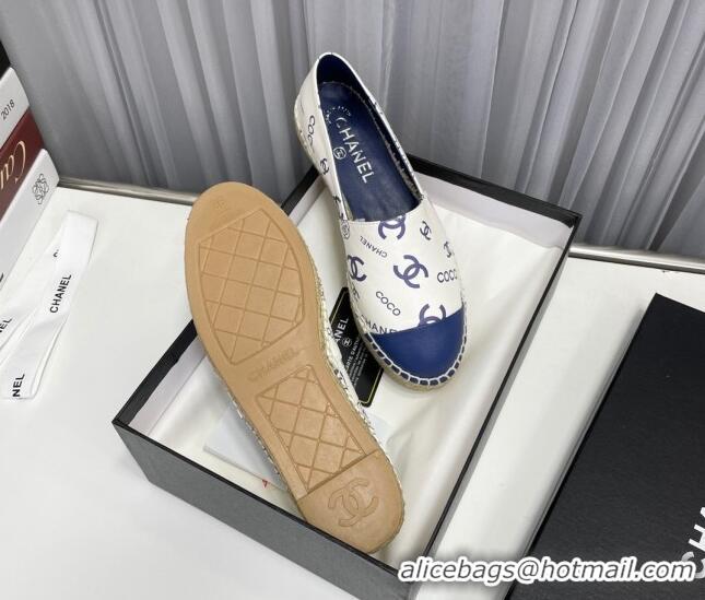 Cheap Price Chanel Coco Printed Lambskin Espadrilles Blue 022817