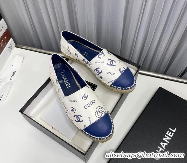 Cheap Price Chanel Coco Printed Lambskin Espadrilles Blue 022817