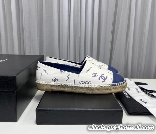 Cheap Price Chanel Coco Printed Lambskin Espadrilles Blue 022817