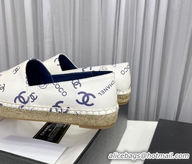 Cheap Price Chanel Coco Printed Lambskin Espadrilles Blue 022817