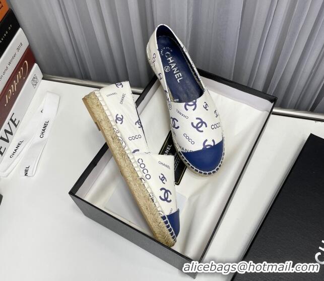 Cheap Price Chanel Coco Printed Lambskin Espadrilles Blue 022817