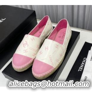 Stylish Chanel Coco Printed Lambskin Espadrilles Pink 022818