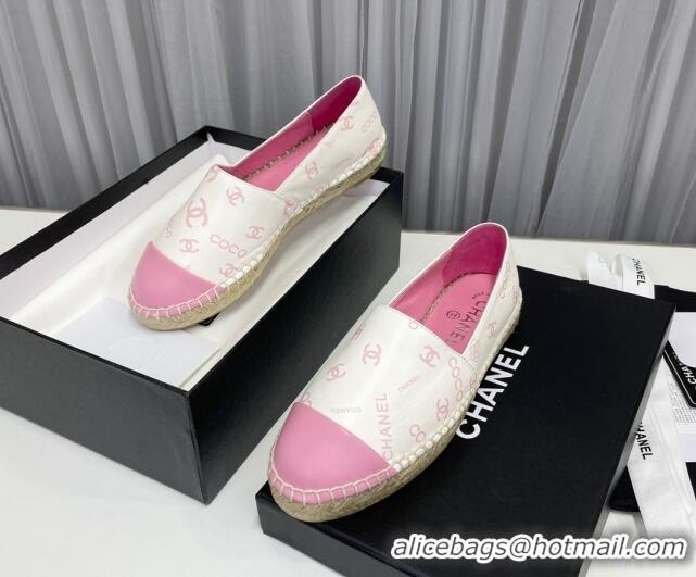 Stylish Chanel Coco Printed Lambskin Espadrilles Pink 022818