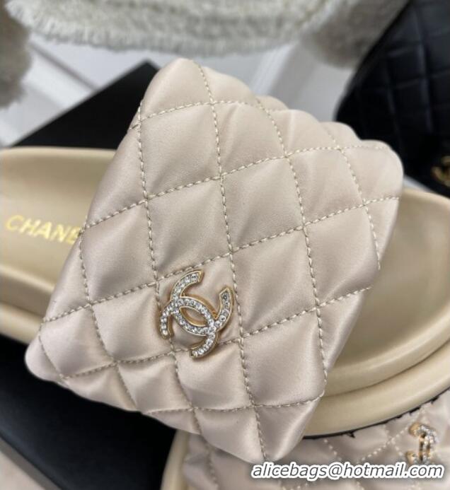 Sophisticated Chanel Nylon Flat Slide Sandals Beige 030250