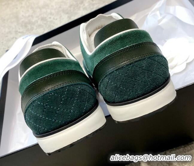 Grade Quality Chanel Fabric, Suede & Calfskin Sneakers G40012 Dark Green/Dark Blue/Navy Blue 030253