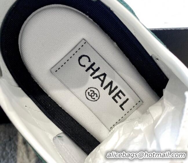 Grade Quality Chanel Fabric, Suede & Calfskin Sneakers G40012 Dark Green/Dark Blue/Navy Blue 030253