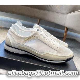 Duplicate Chanel Fabric, Suede & Calfskin Sneakers G40012 White/Light Grey 030256