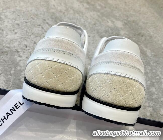 Duplicate Chanel Fabric, Suede & Calfskin Sneakers G40012 White/Light Grey 030256