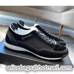 Classic Hot Chanel Fabric, Suede & Calfskin Sneakers G40012 Black/White